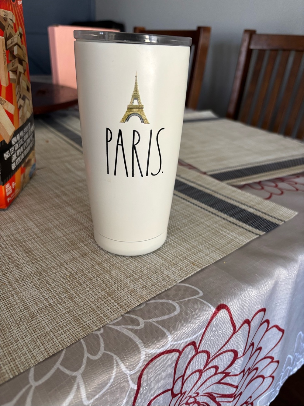 Rae Dunn Paris Eiffel Tower Insulated Tumbler - White with Gold Accent